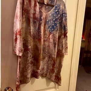 Decorated Originals v-neck long sleeve top tie dyed multicolored Sz 2XL